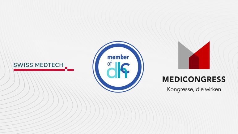 Das Bild zeigt die Logos von Swiss Medtech, digital health center bülach und Medicongress. Alles sind im Netzwerk der Detecon Schweiz. 