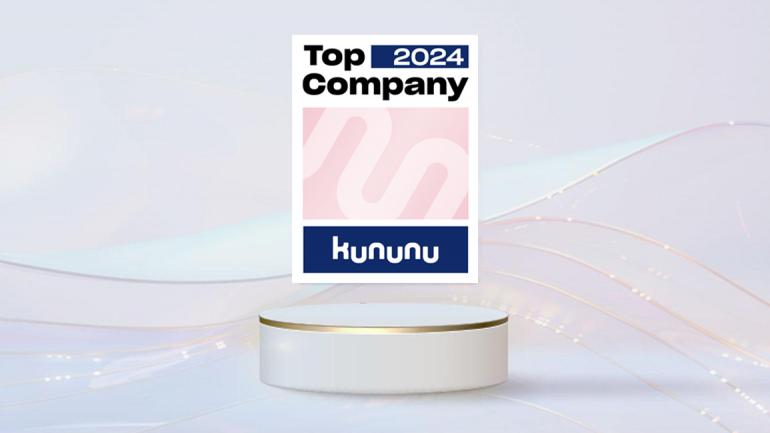 Das Bild zeigt den Kununu Siegel für die als Top Company 2024 ausgezeichneten Unternehmen. 